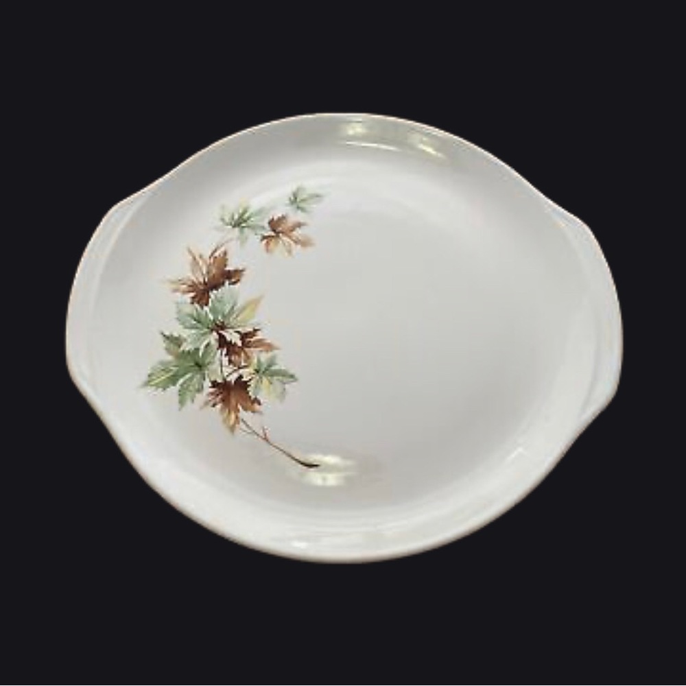 Vintage Salem Maple Leaf Ceramic Serving Cake Plate with Handles  / Set of 2